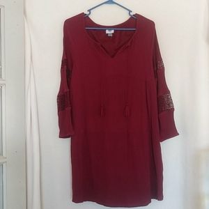Old Navy Dress---Boho Empire Waist Burgundy